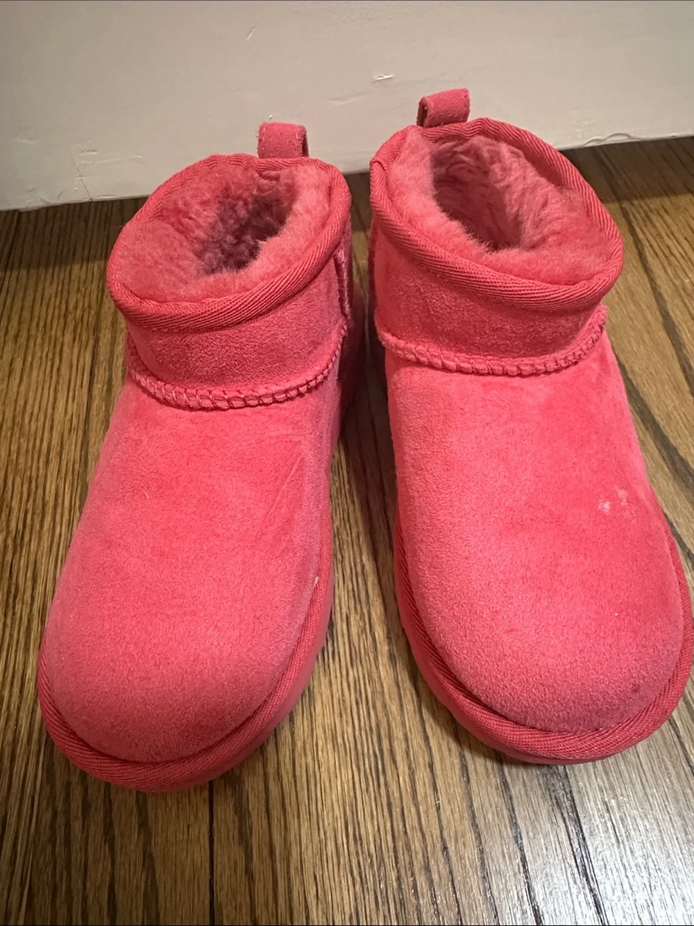 UGG Kids Booties in Bright Pink Suede